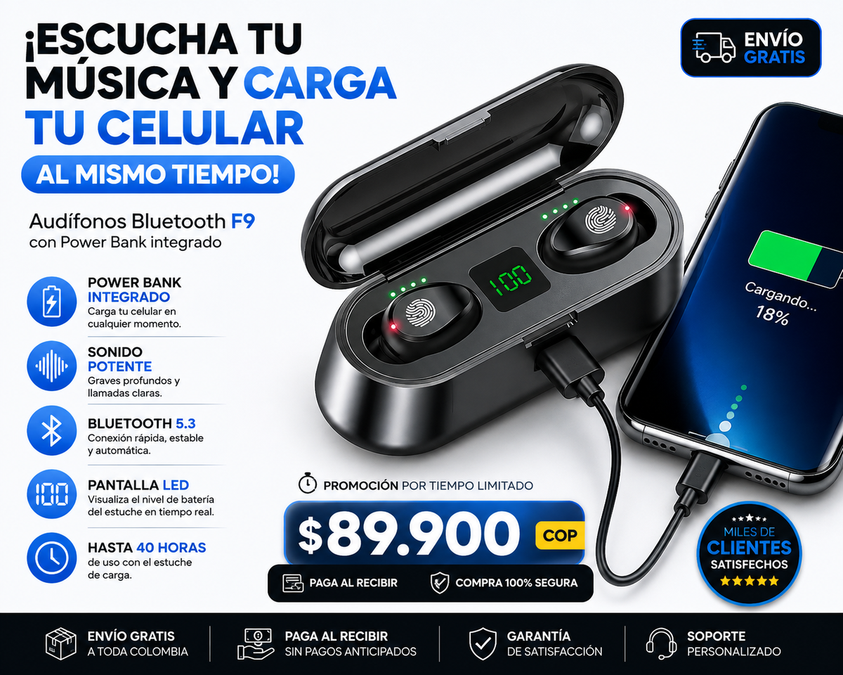 Disfruta tu música todo el día… y carga tu celular cuando más lo necesites.